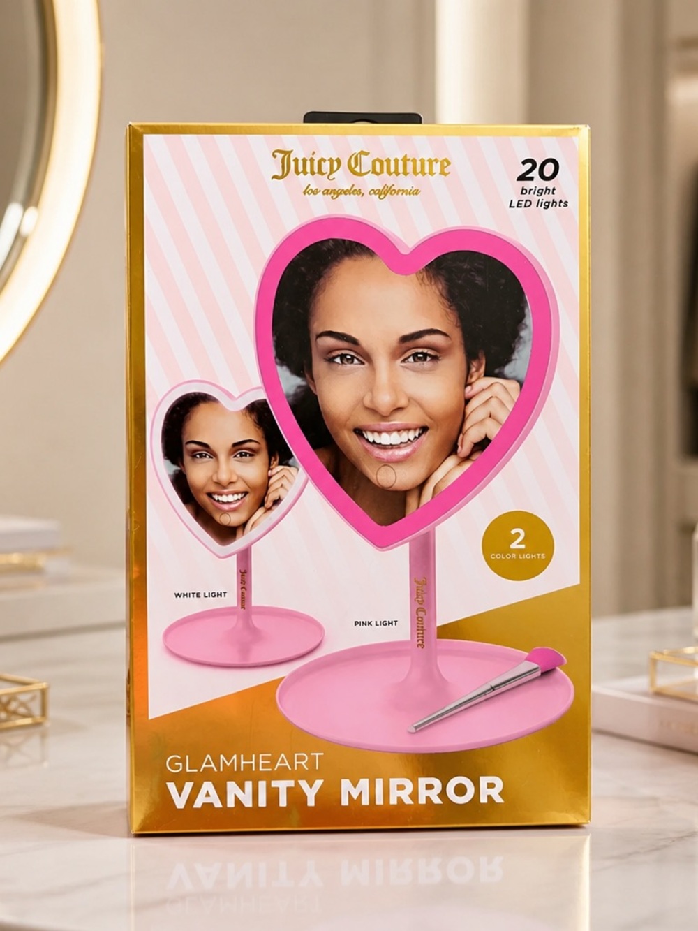 Juicy Couture Glamheart Pink Vanity Mirror Heart Shaped New